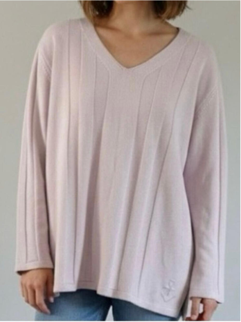 Vintage Saint James Pink Knit V Neck Sweater Size Large